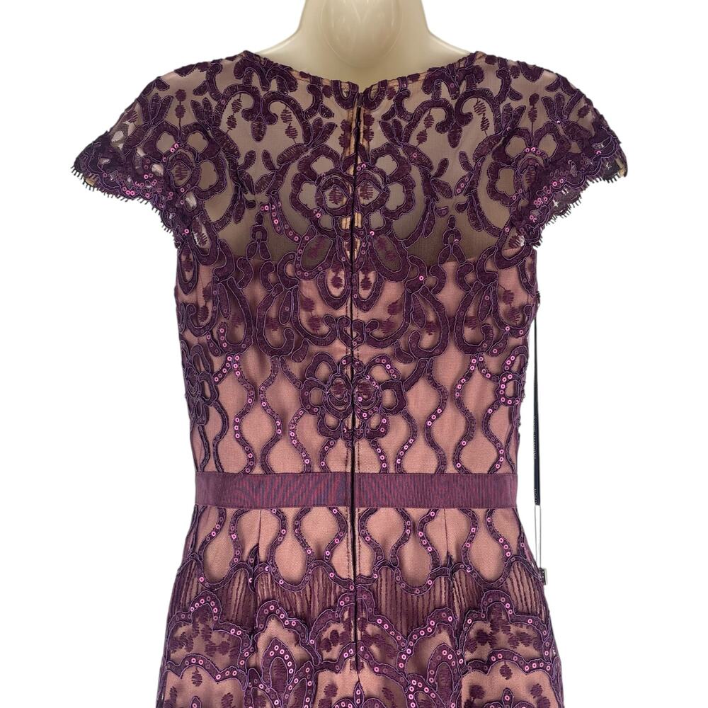 Tadashi Shoji Miranda Sequin Embroider Cocktail Dress Mulberry Size 4 - Picture 8 of 11
